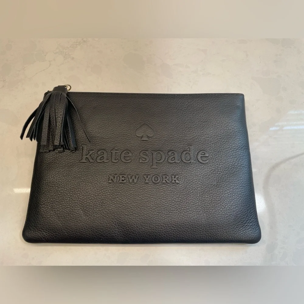 Large Black Leather‎ Kate Spade Clutch Pouch